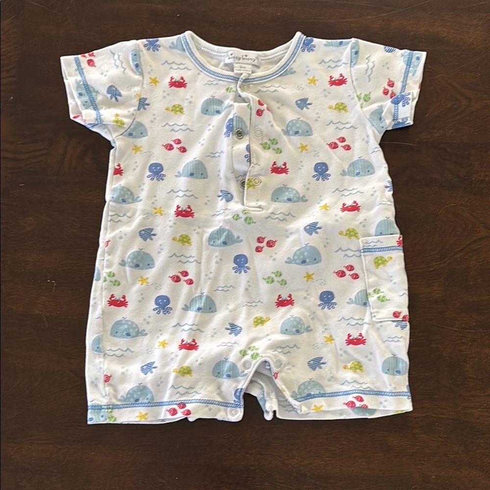 Kissy Kissy White and Blue Bodysuit One Pieces with Whimsical Print